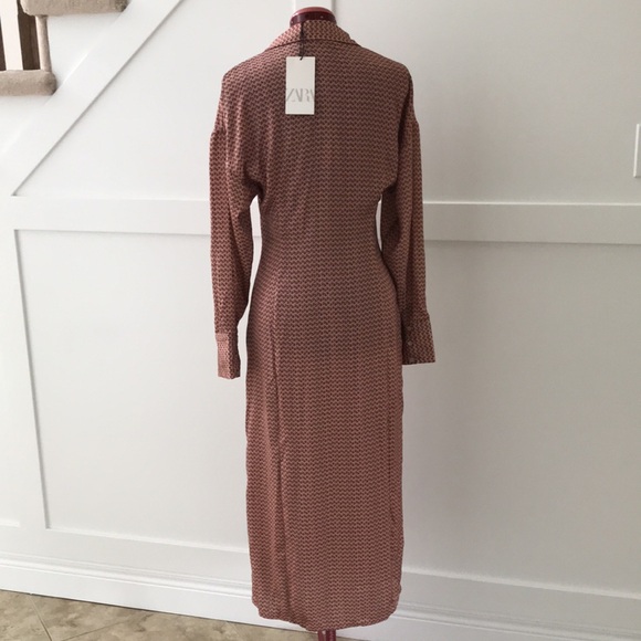 NWT Zara Long Sleeve Patterned Shirt Dress Size XS - Picture 6 of 12